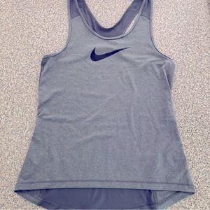 Nike Sz Medium Pro Cool Dri-fit Logo Racerback Grey Tank Top Athleisure Yoga Run